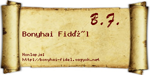 Bonyhai Fidél névjegykártya